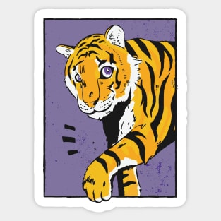 Cute Tiger Cub Vintage Illustration Sticker